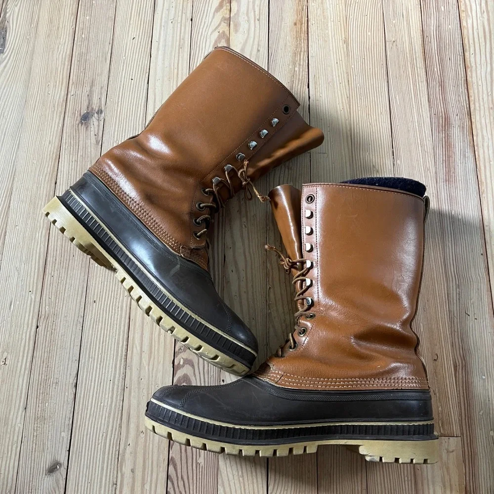 Sorel Frontier Winter Pac Boots Mens 12 Tan Leather Duck Boots Made in Canada